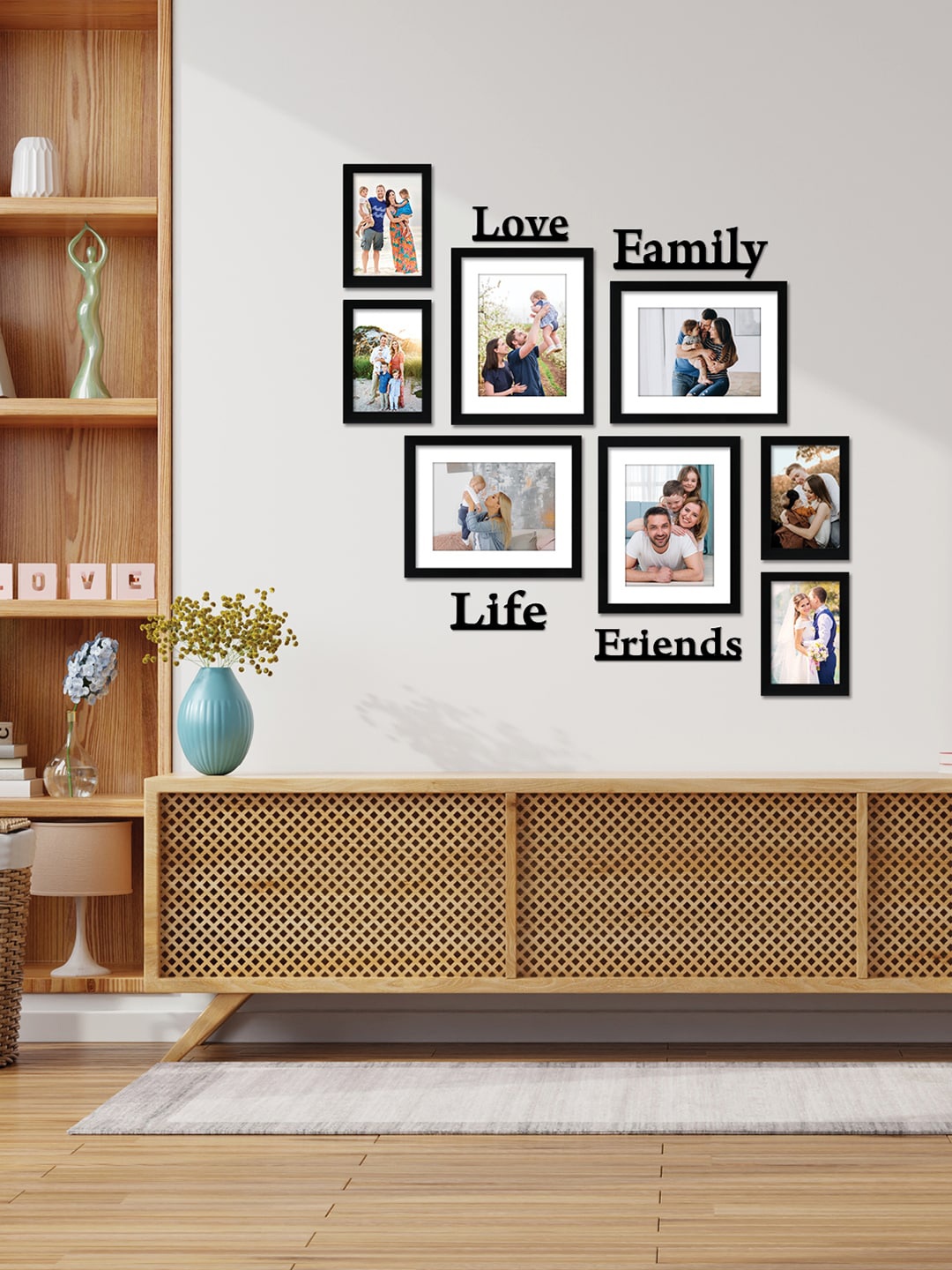 

RANDOM Set Of 8 Black Solid Wall Photo Frames