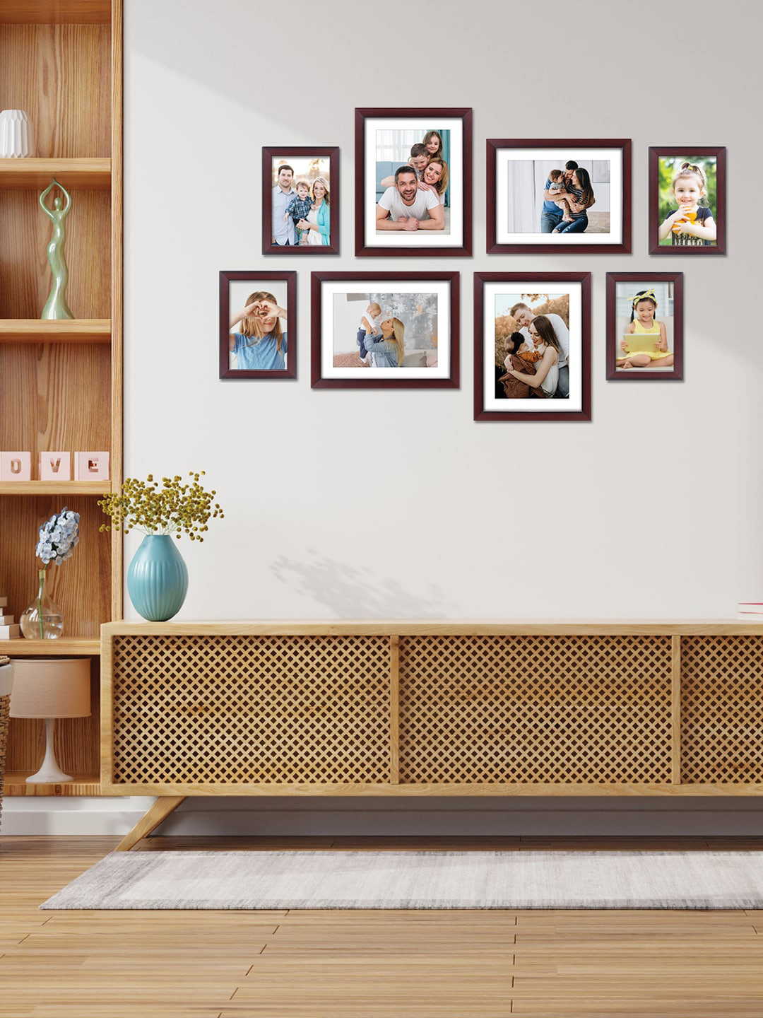 

RANDOM Set Of 8 Brown Solid Wall Photo Frames