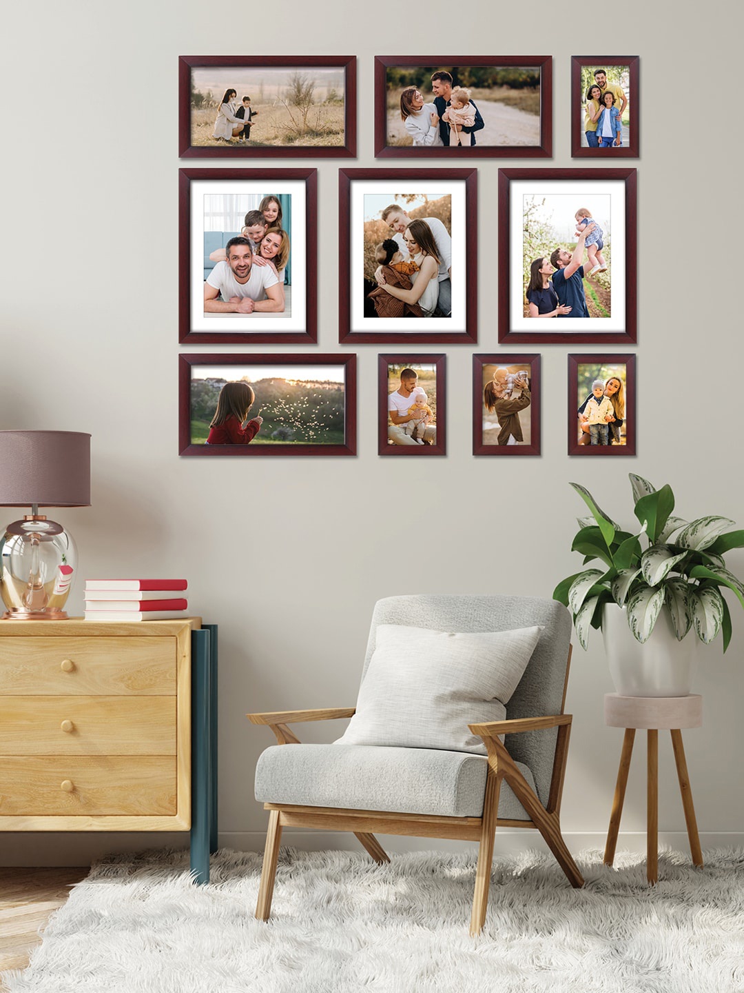 

RANDOM Set Of 10 Brown Solid Individual Photo Frames