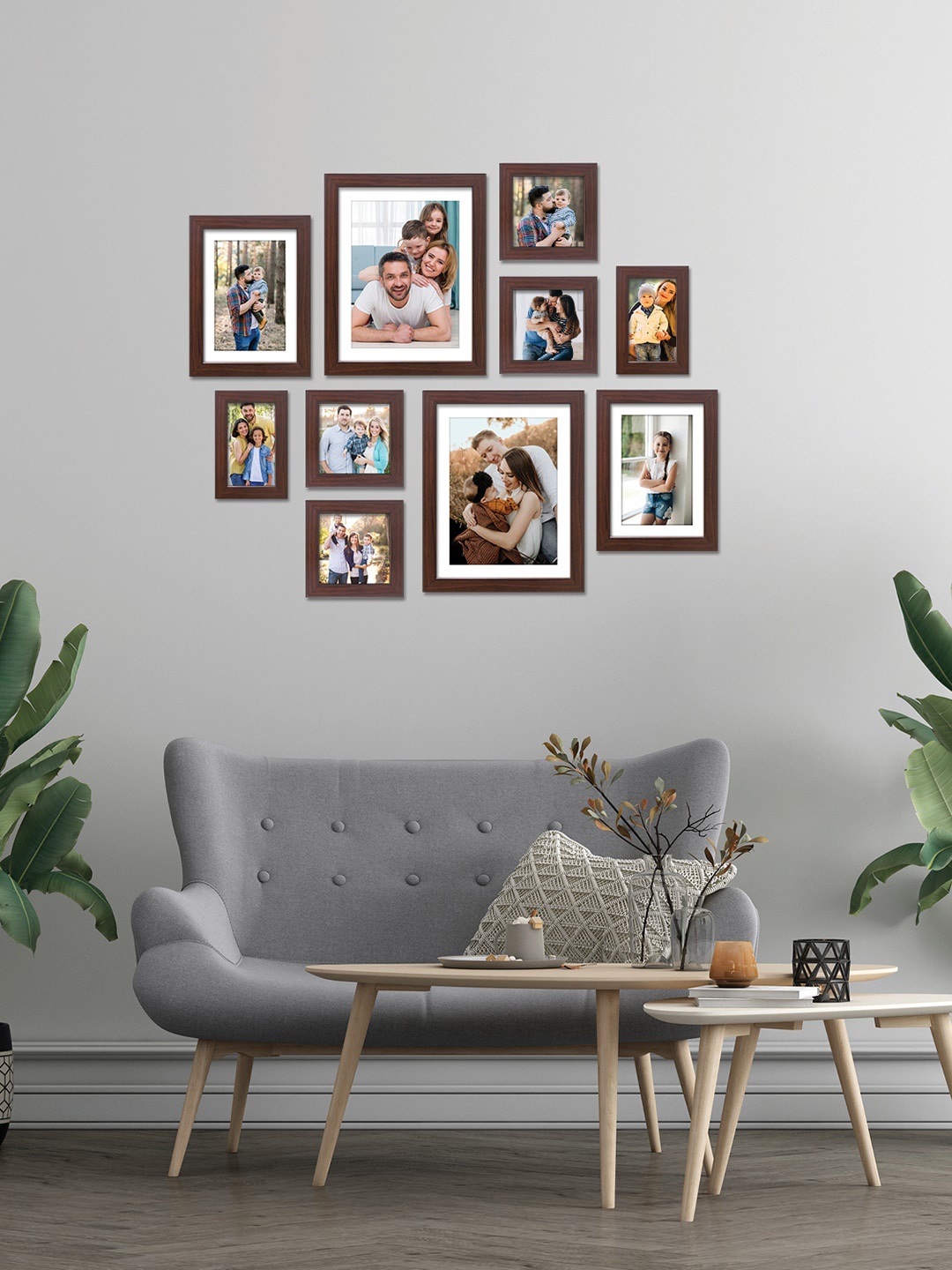 

RANDOM Set Of 10 Black Solid Synthetic Collage Photo Frames, Brown