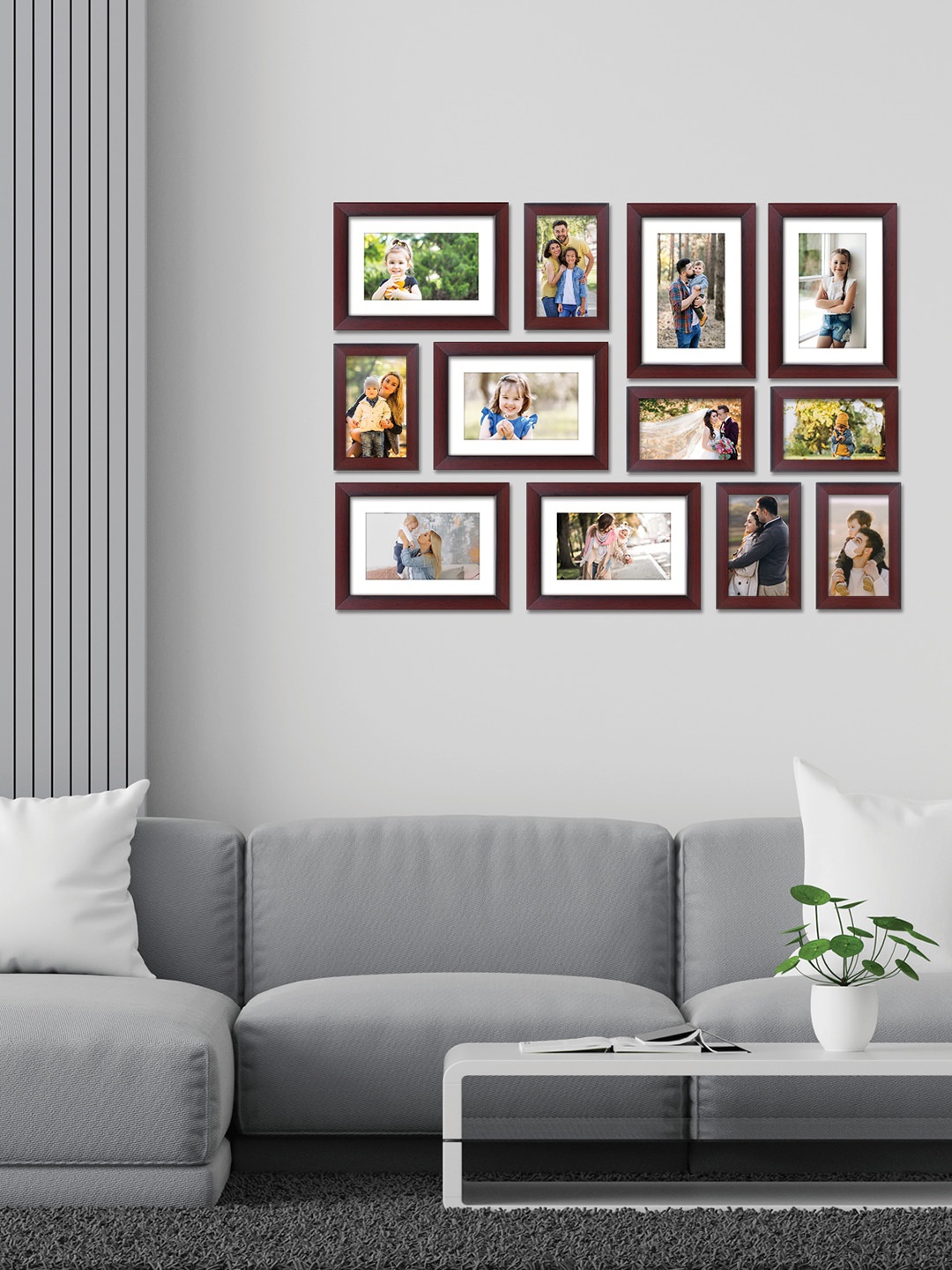 

RANDOM Set of 12 Solid Individual photo frames, Brown