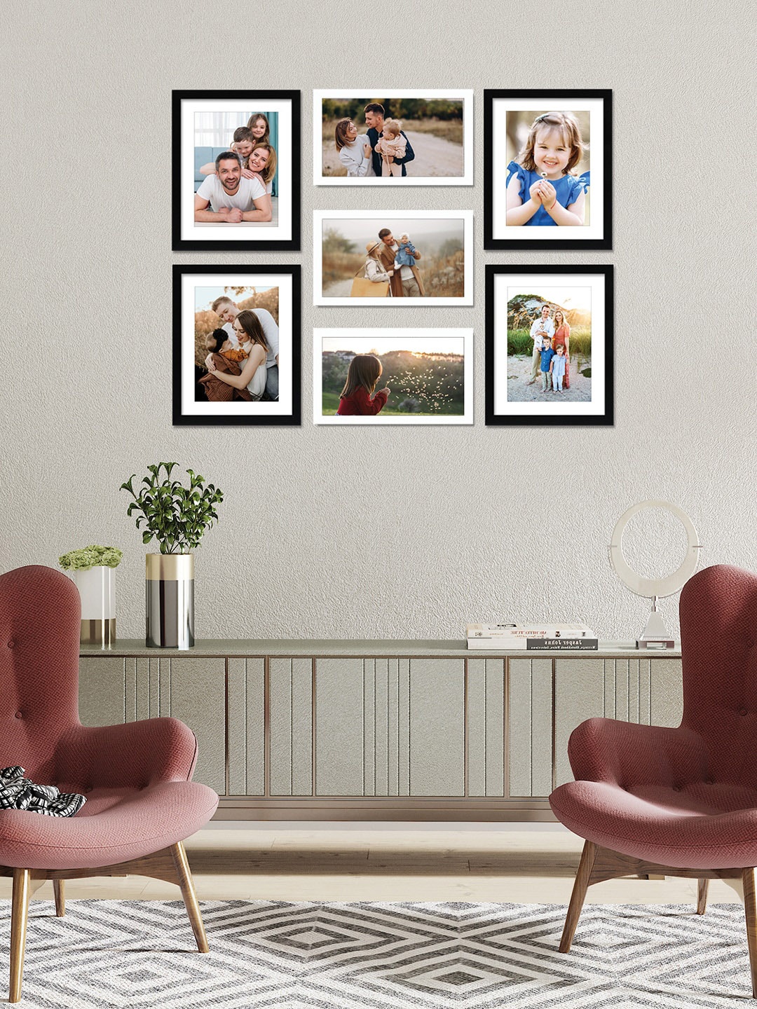 

RANDOM Set of 7 Individual Photo Frames, Black
