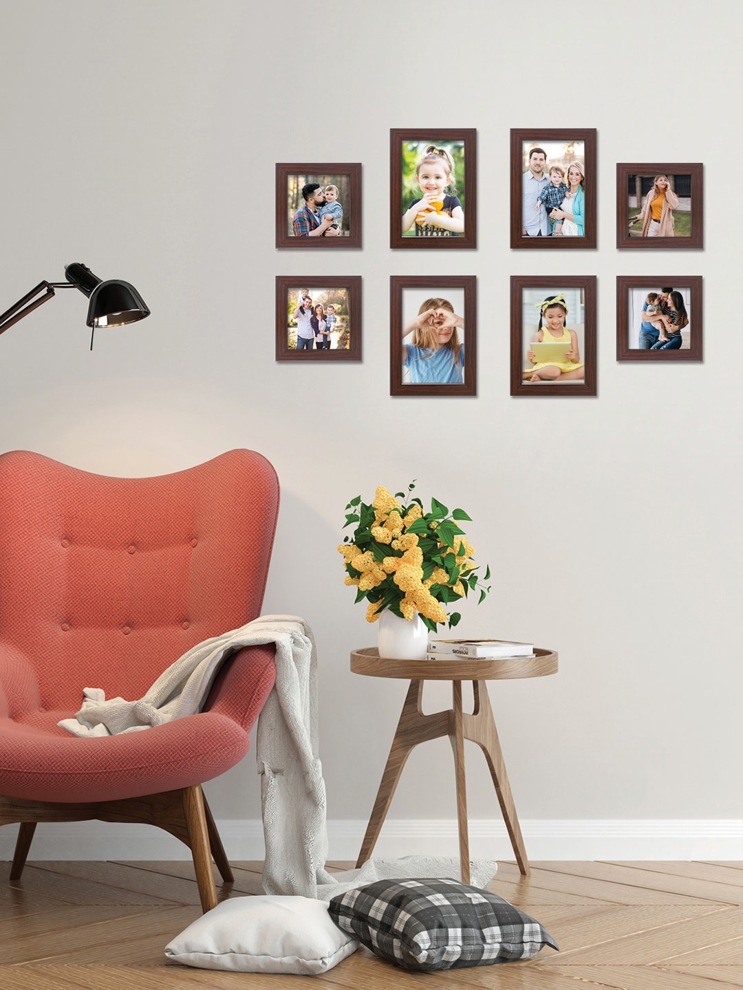

RANDOM Set Of 8 Brown Solid Photo Frames