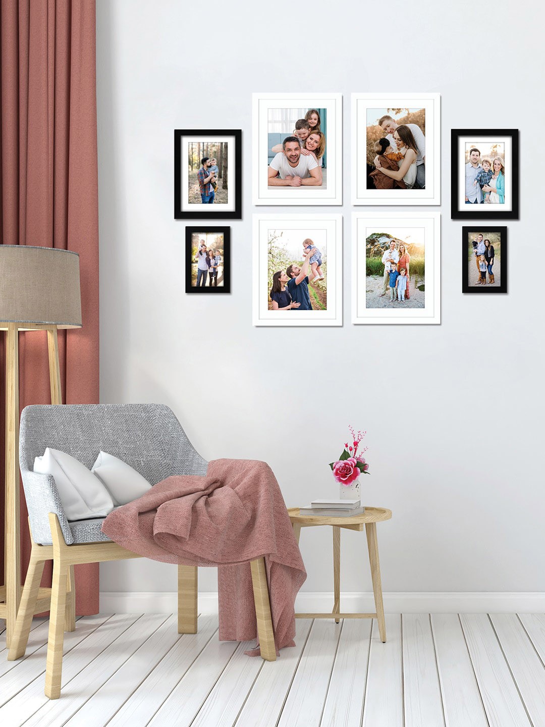 

RANDOM Set Of 8 Black Solid Wall Photo Frames