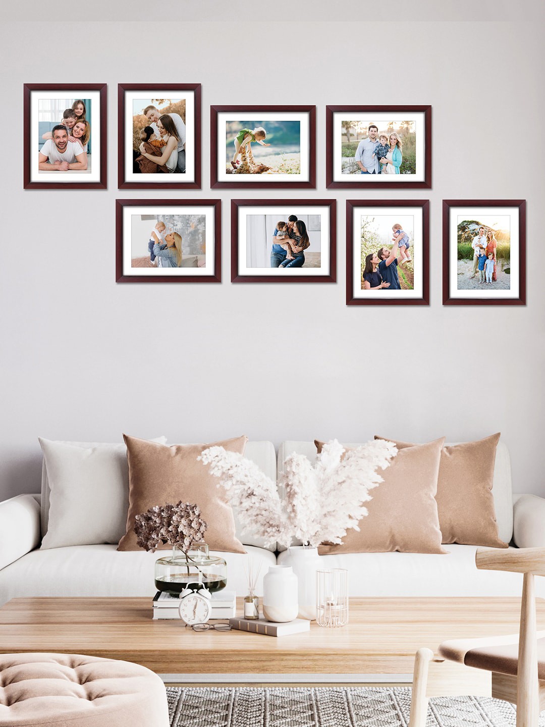 

RANDOM Set Of 8 Brown Solid Wall Photo Frames