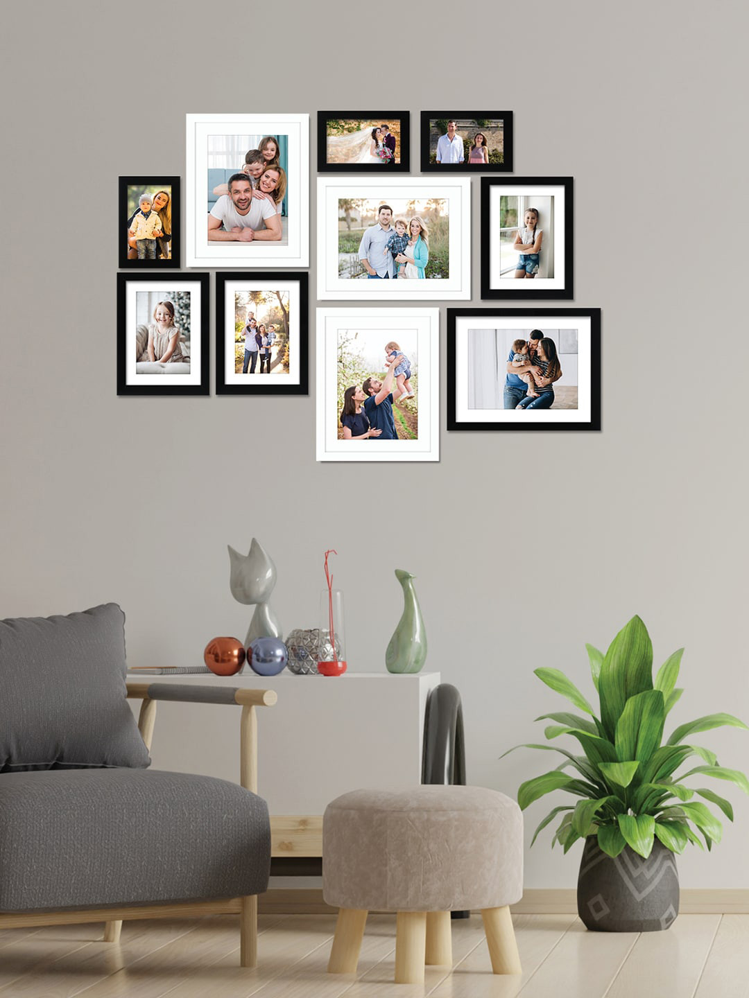 

RANDOM Set of 10 Black Solid Wood Photo Frames