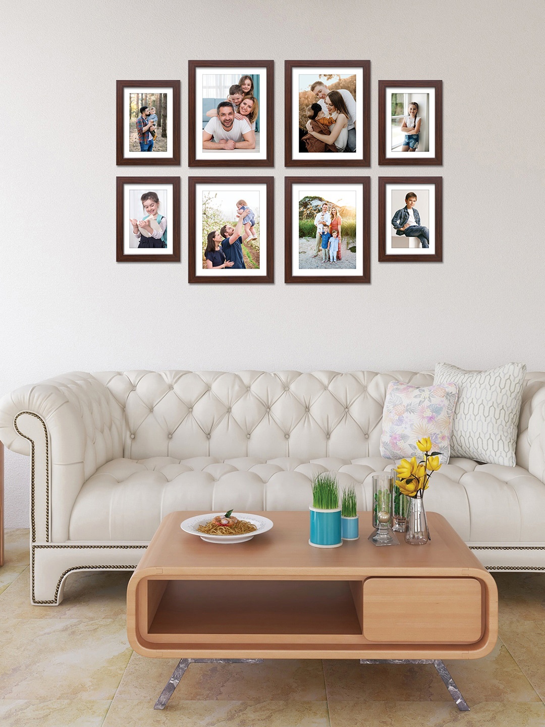 

RANDOM Set of 8 Individual photo frames, Brown