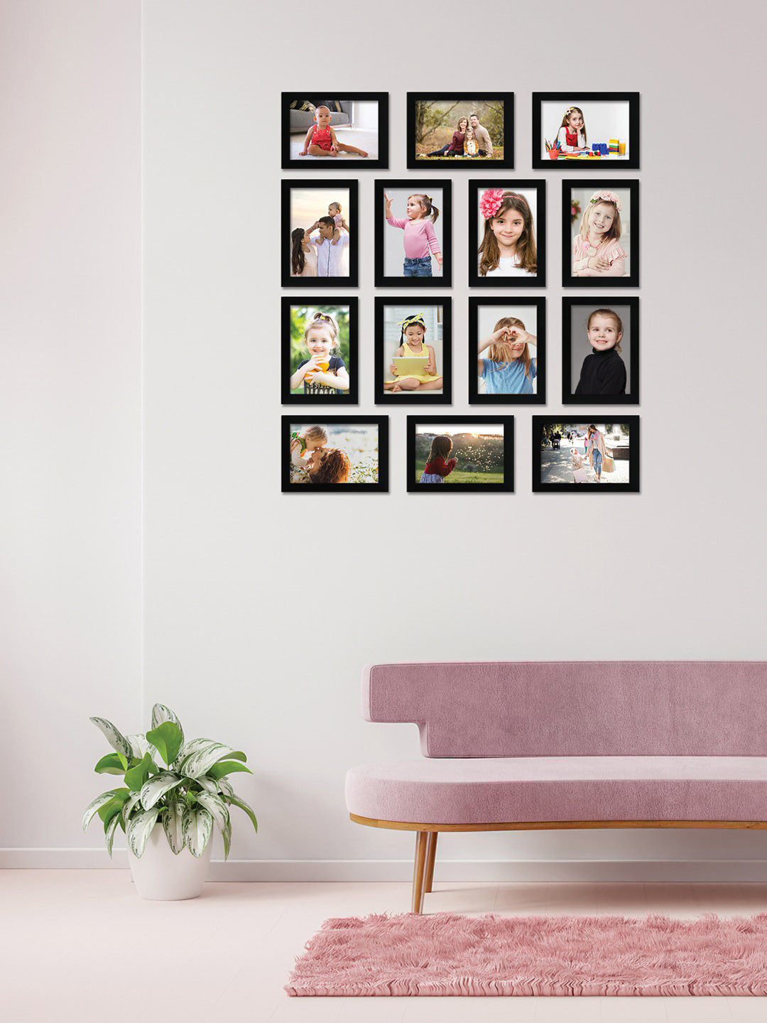 

RANDOM Set of 14 Black Solid Wood Photo Frames