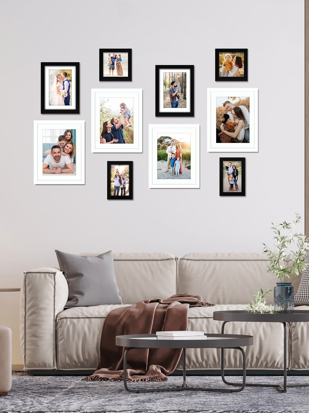 

RANDOM Set Of 10 Black & White Wooden Photo Frames