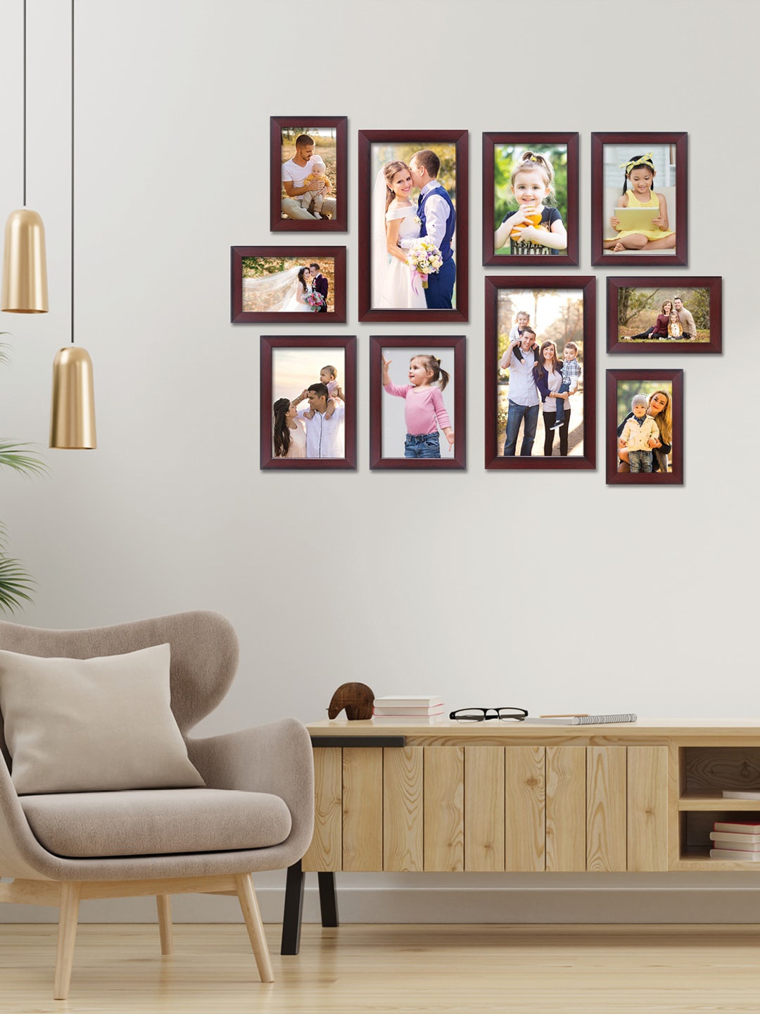 

RANDOM Set Of 10 Brown Solid Individual Photo Frames