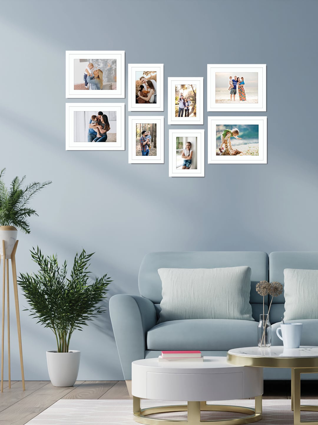 

RANDOM Set of 8 Individual photo frames, White