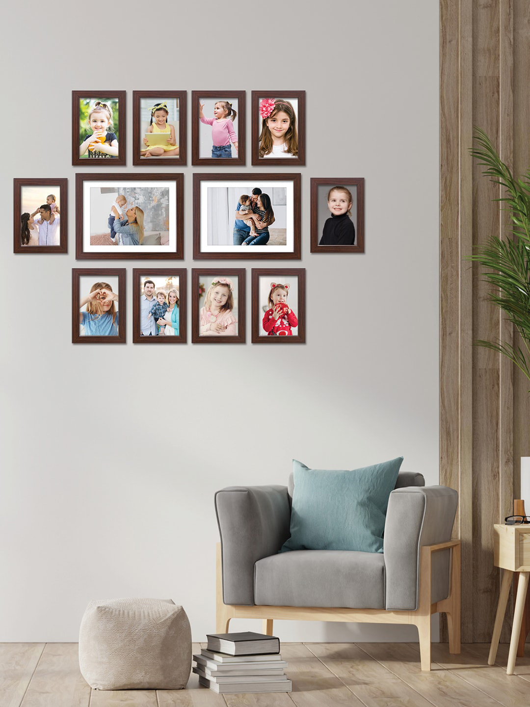 

RANDOM Set Of 12 Rosewood Individual Photo Frames, Brown