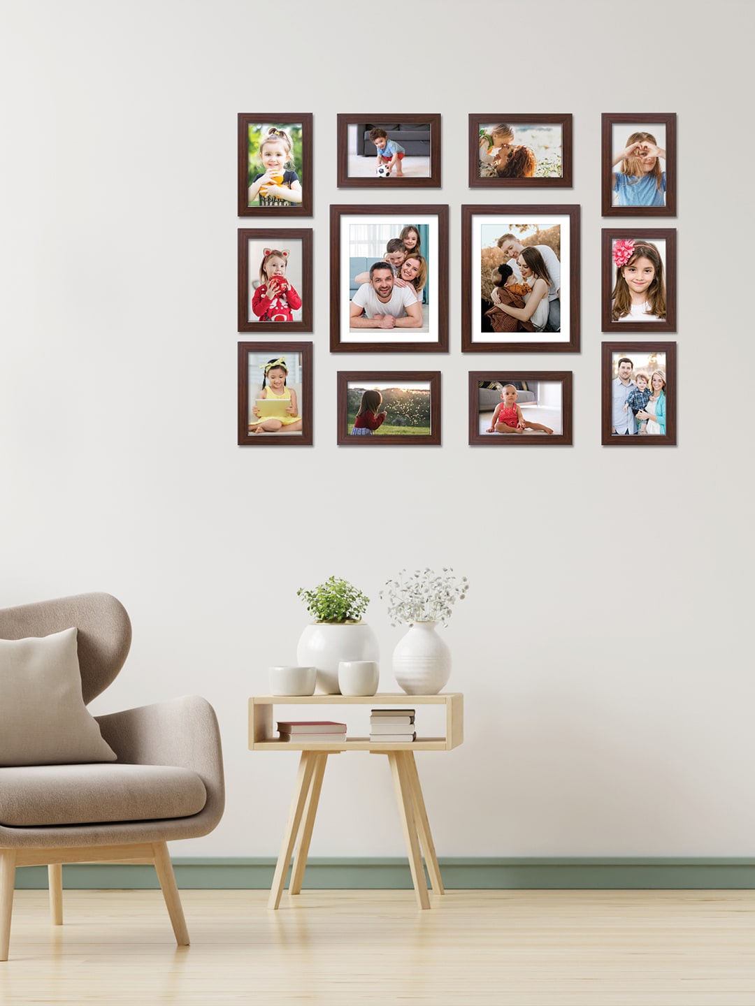 

RANDOM Set Of 12 Brown & White Wooden Photo Frames