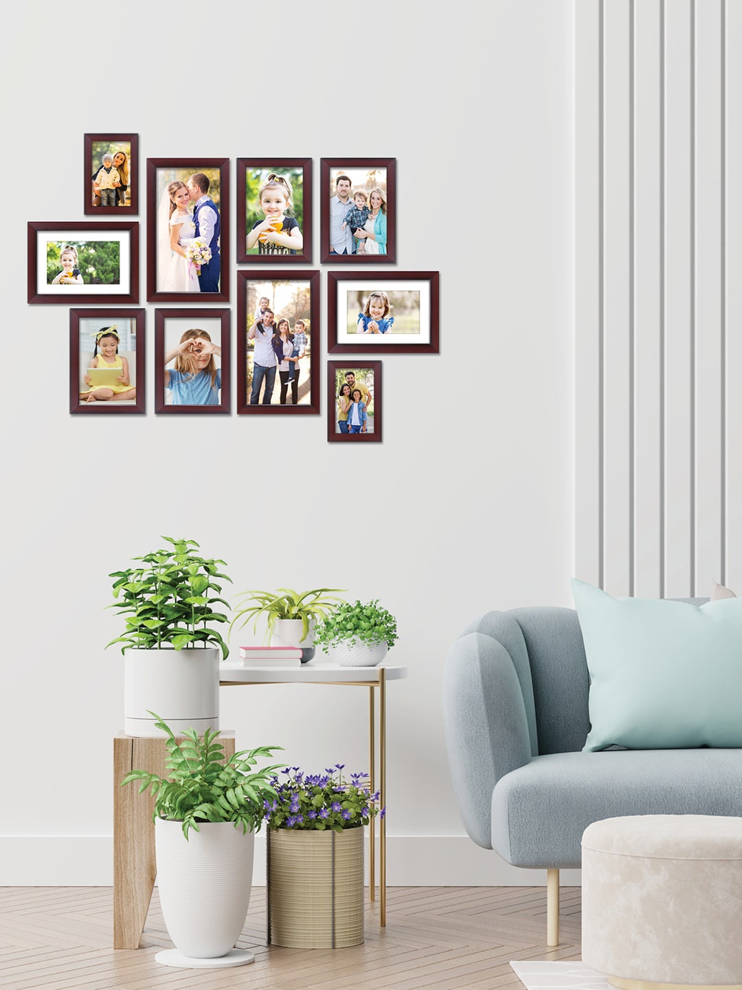 

RANDOM Set of 10 Individual photo frames, Brown
