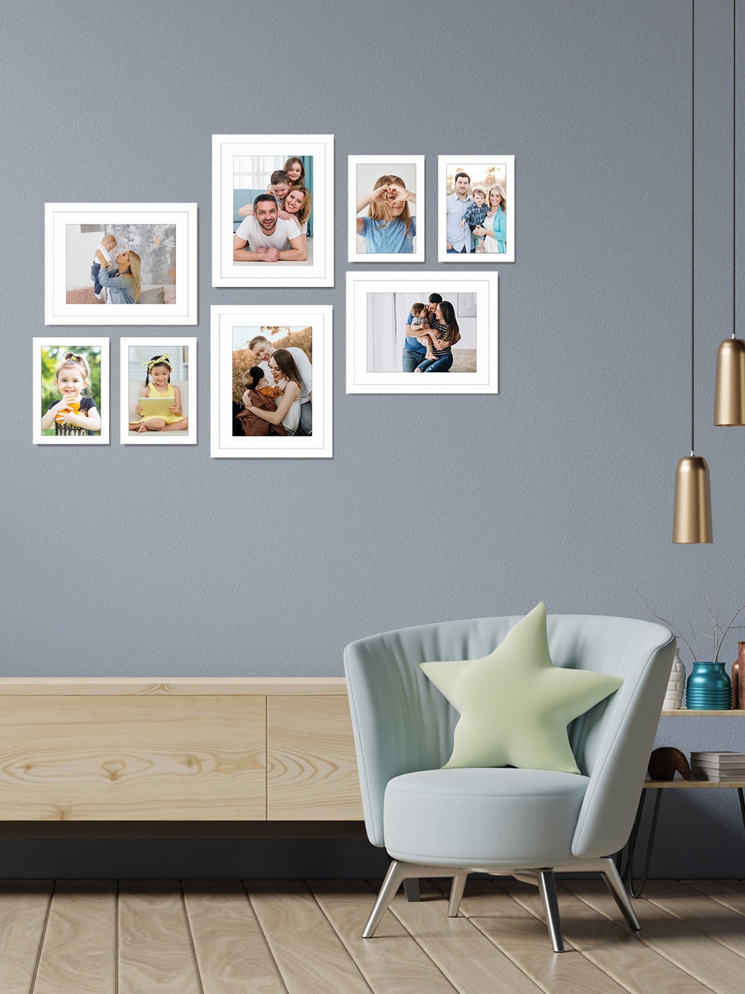 

RANDOM Set of 8 White Solid Wood Photo Frames