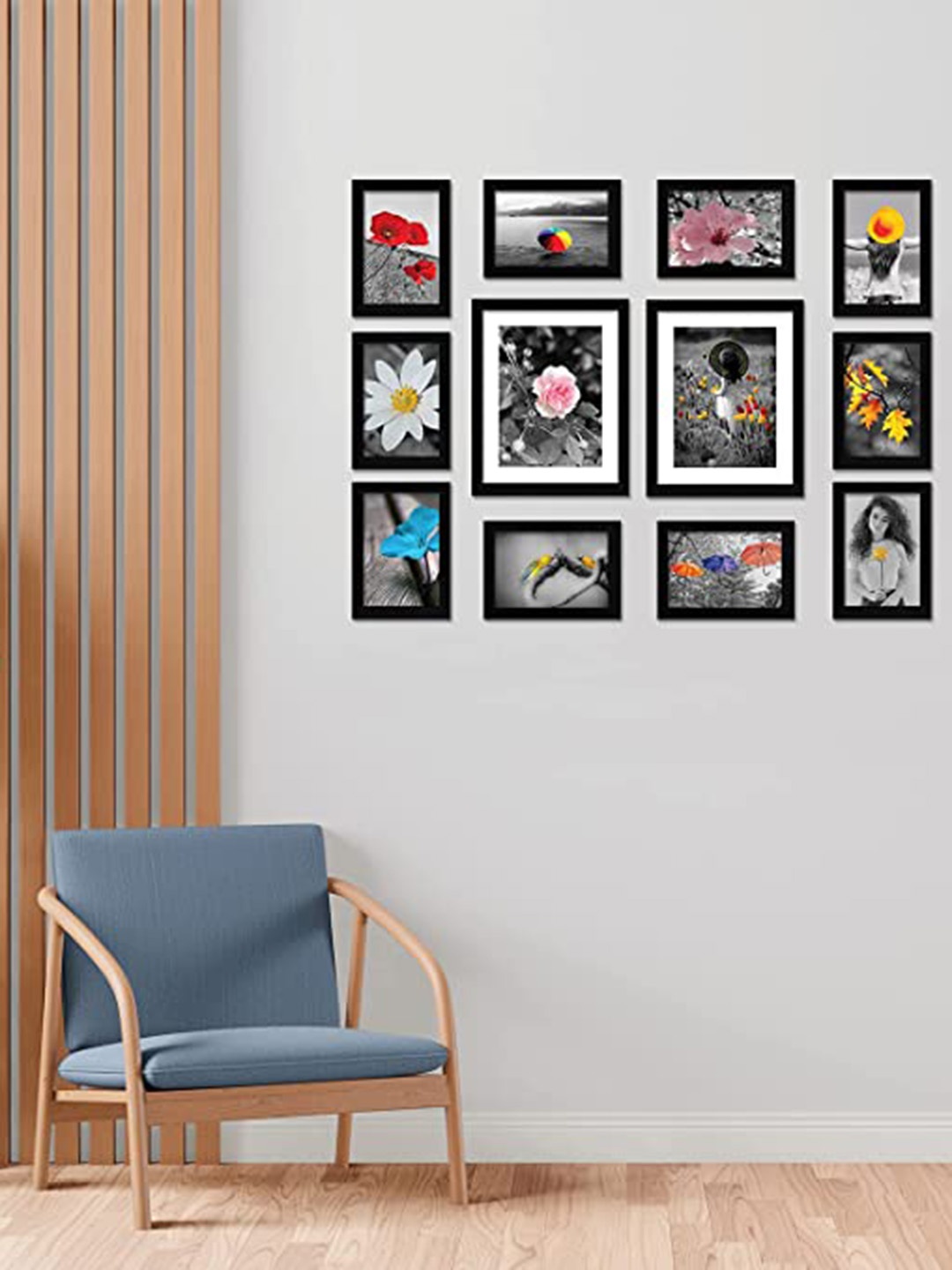 

RANDOM Set Of 12 Individual Photo Frames, Black