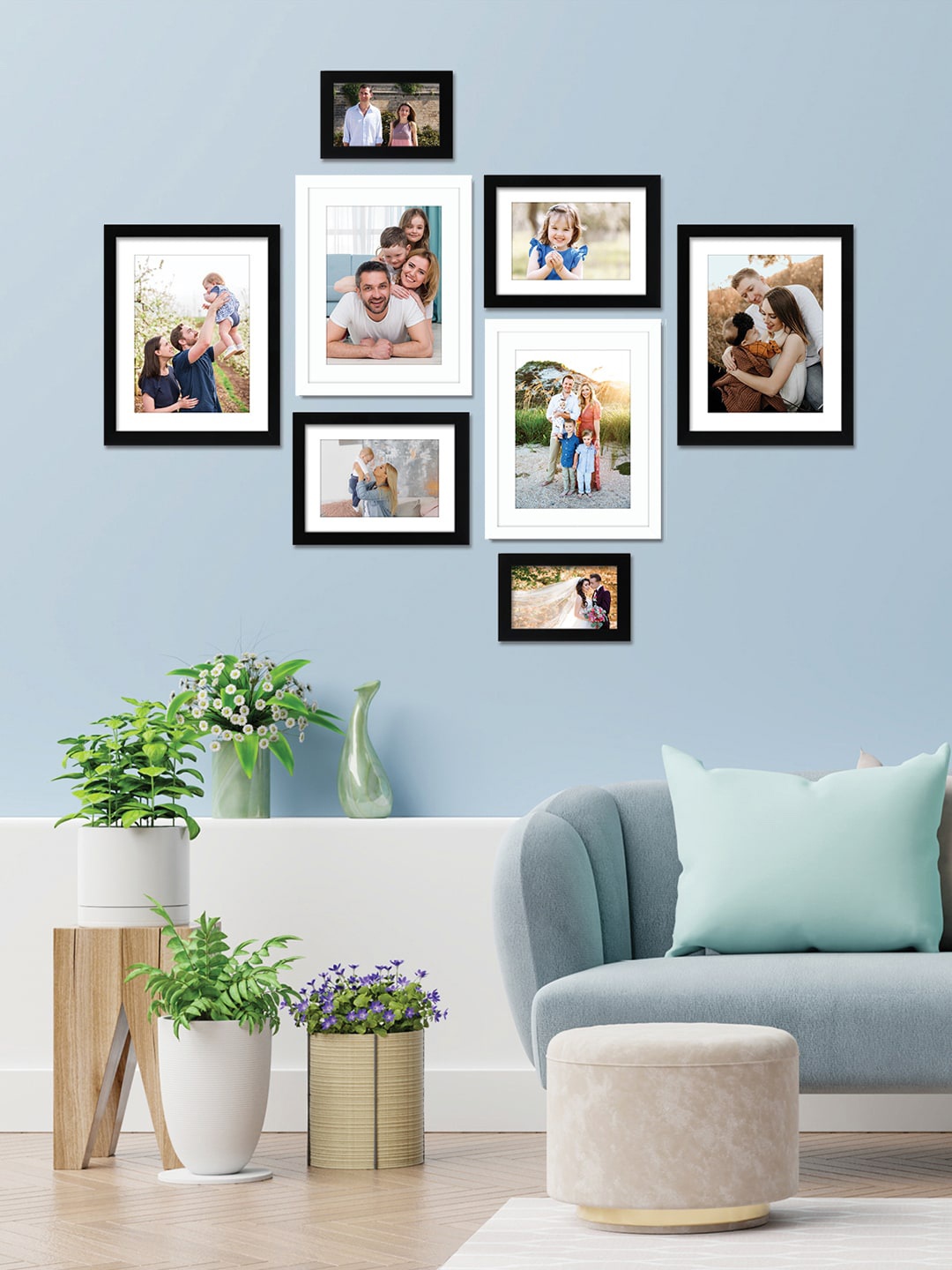 

RANDOM Set of 8 Individual photo frames, Black