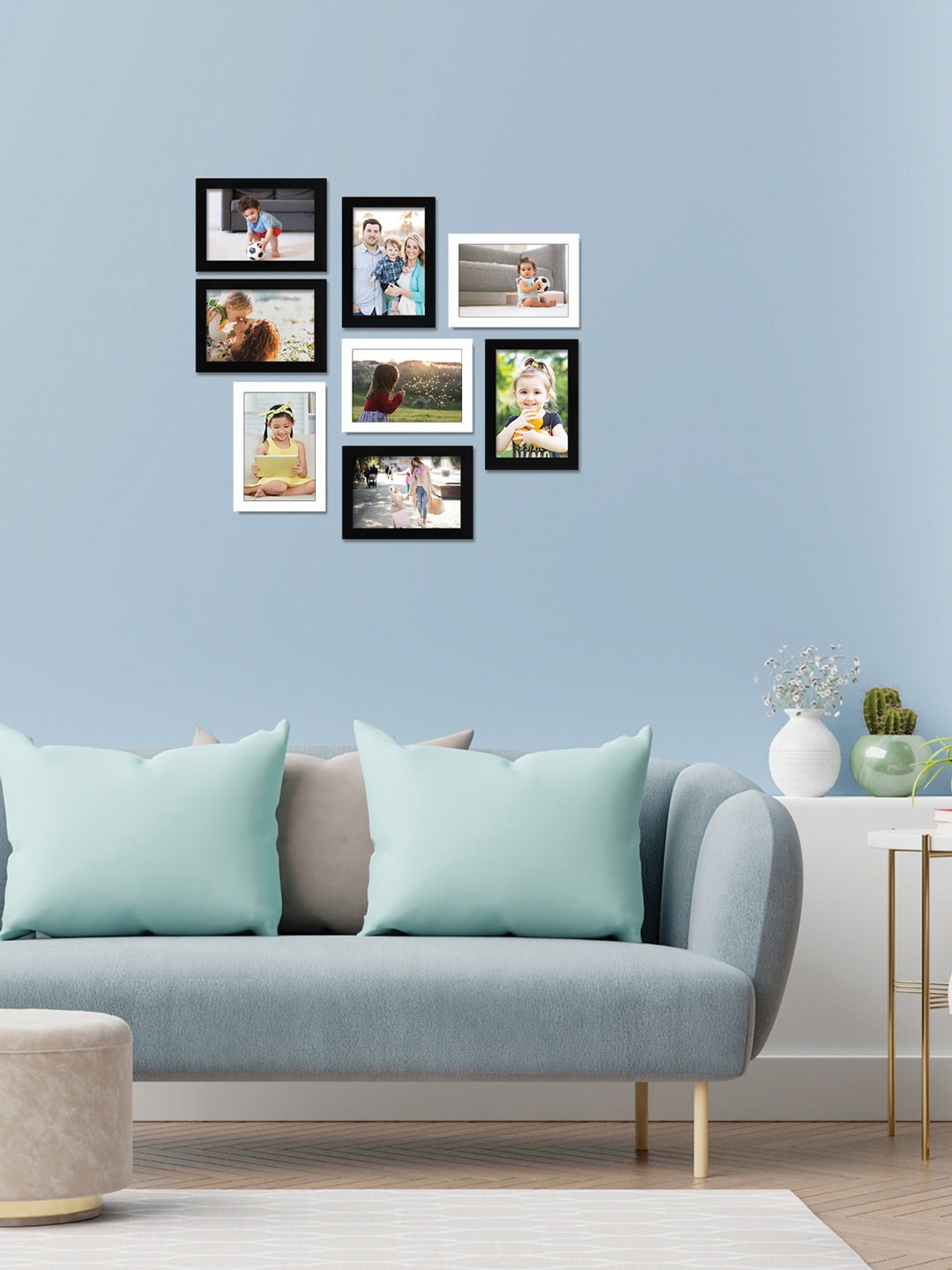 

RANDOM Set of 8 White & Black Solid Individual Photo Frames