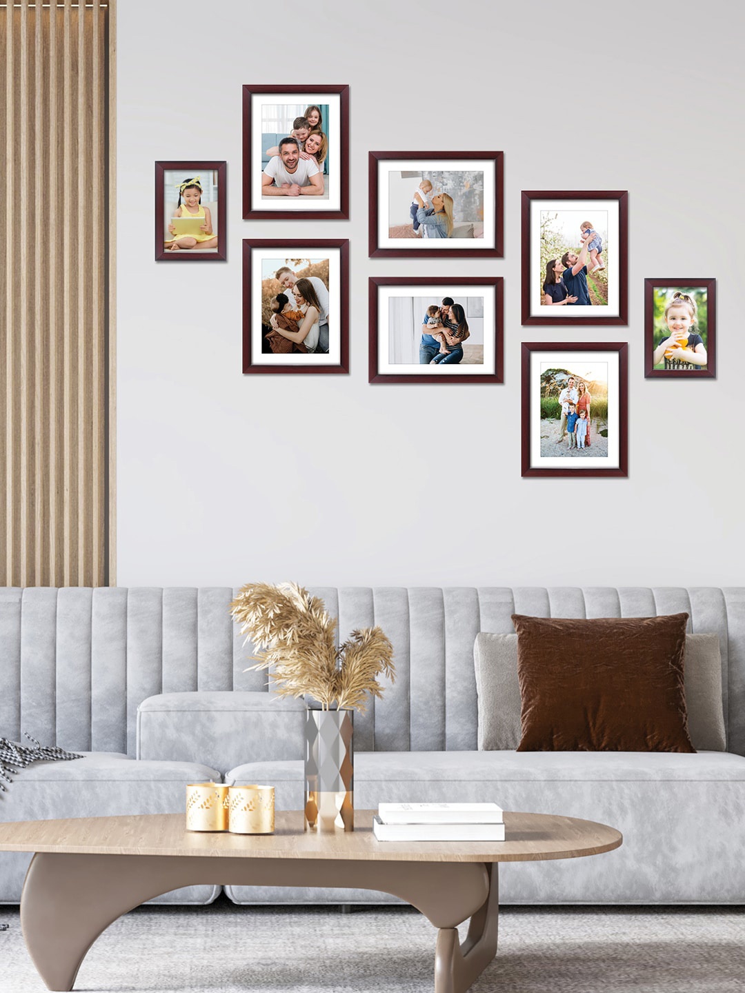 

RANDOM Set Of 8 Individual Photo Frames, Brown