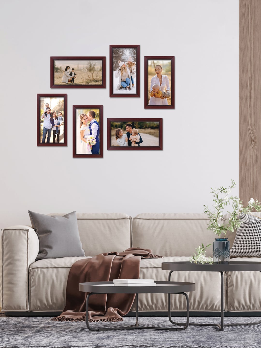

RANDOM Set Of 6 Brown Solid Wall Photo Frames