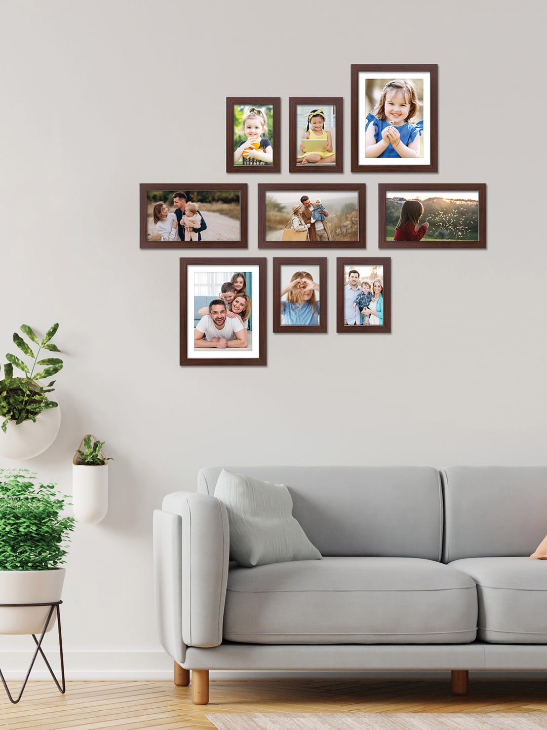 

RANDOM Set Of 9 Brown Solid Photo Frames