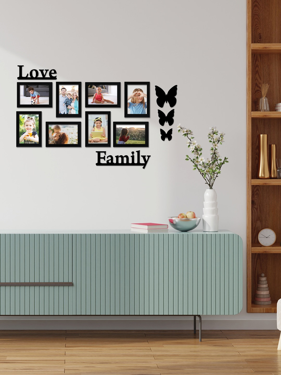 

RANDOM Set of 8 Individual photo frames with Love & Family Butterfly, Black