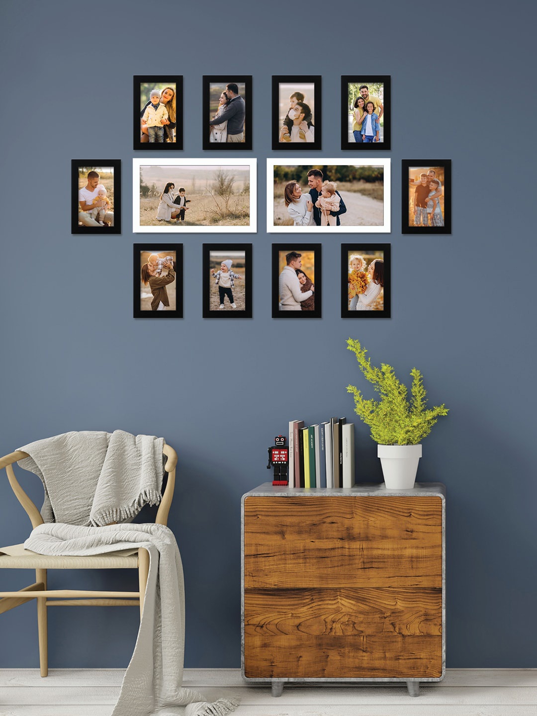 

RANDOM Set Of 9 Black Solid Wall Photo Frames