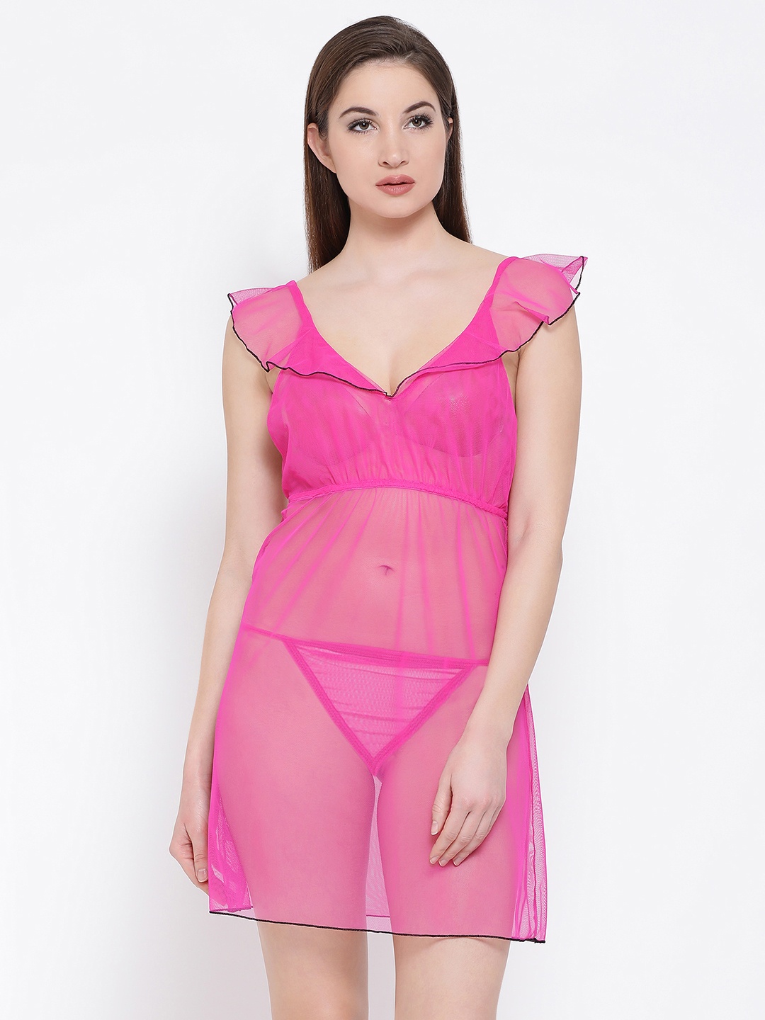 

Clovia Pink Sheer Baby-Doll NS0772P22