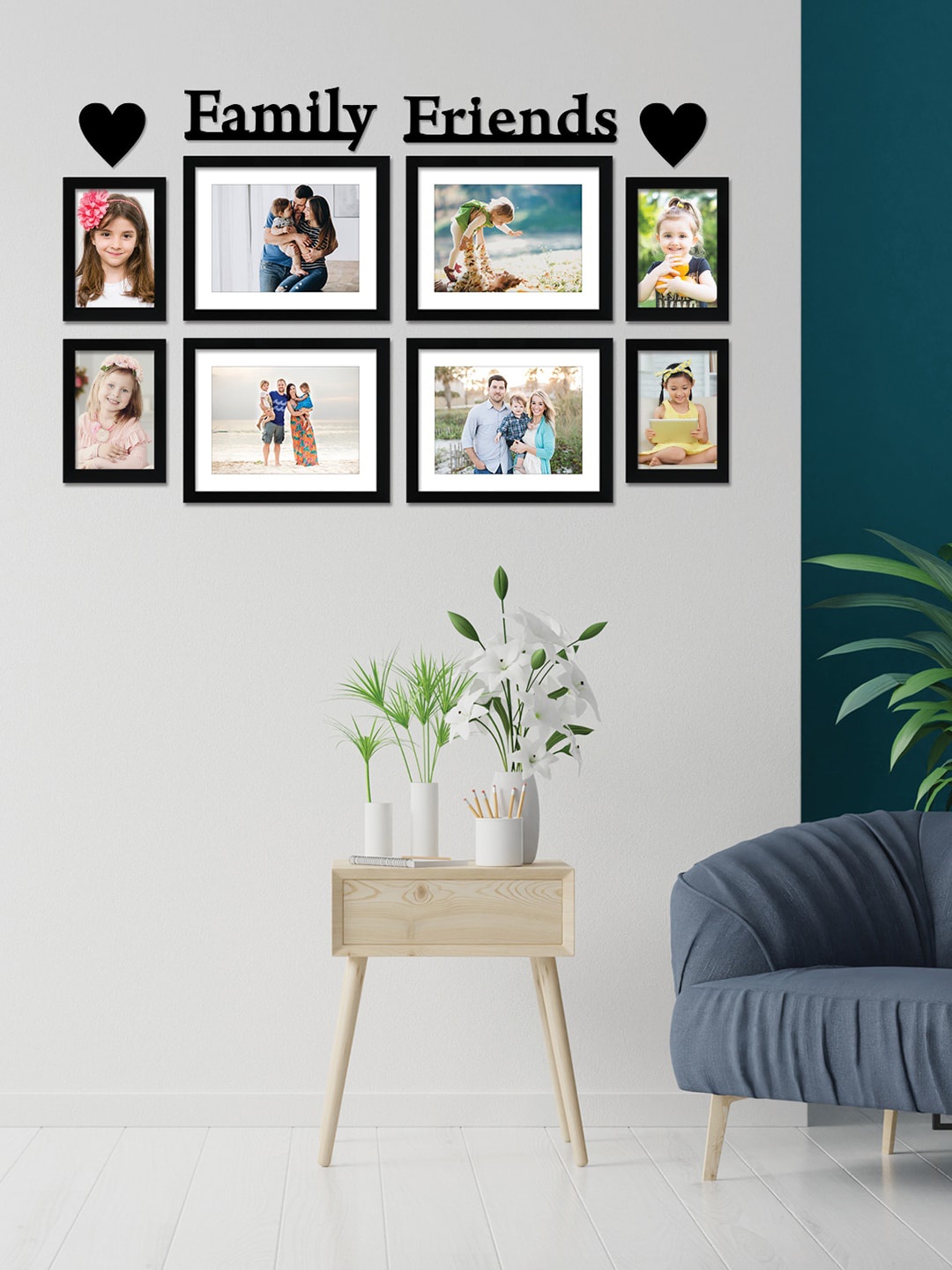

RANDOM Set Of 8 Black Solid Individual Photo Frames