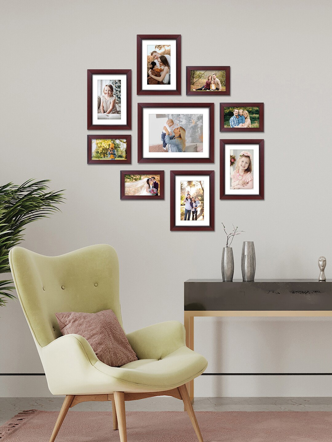 

RANDOM Set Of 9 Brown Solid Synthetic Collage Photo Frames