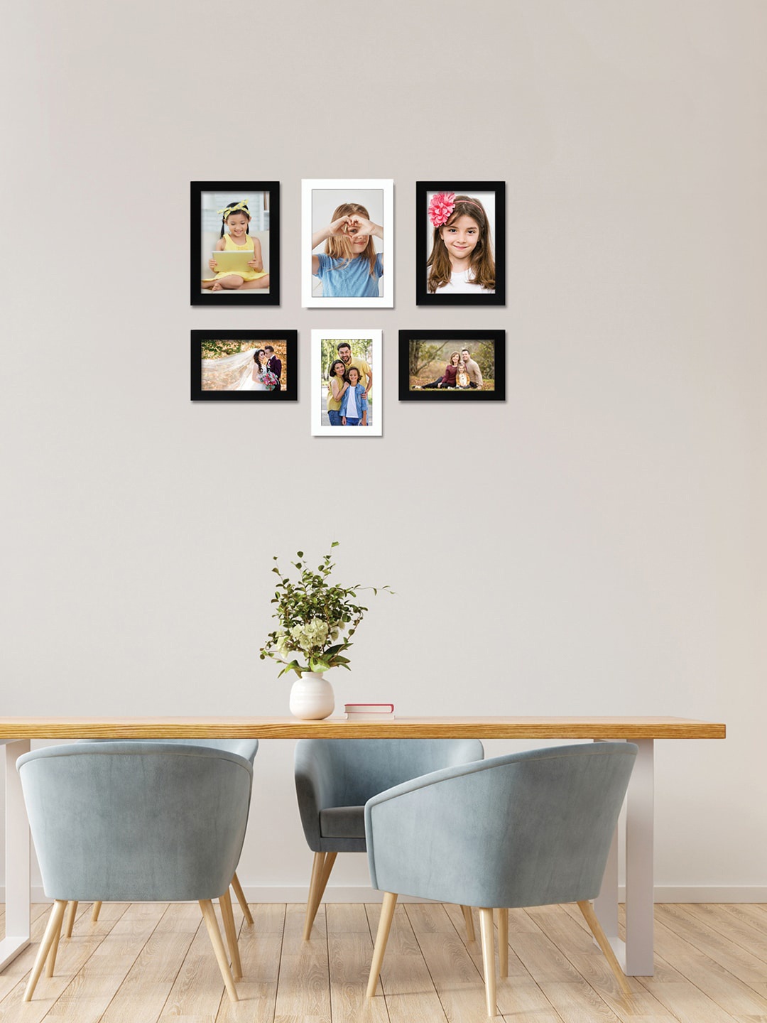 

RANDOM Set Of 6 Black & White Solid Individual Photo Frames
