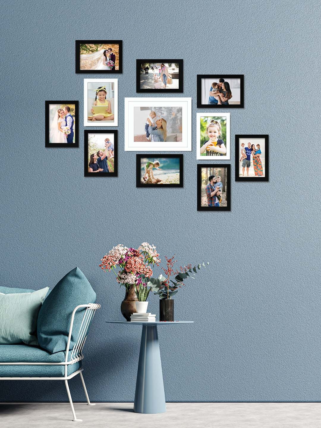 

RANDOM Set of 11 Individual photo frames, Black