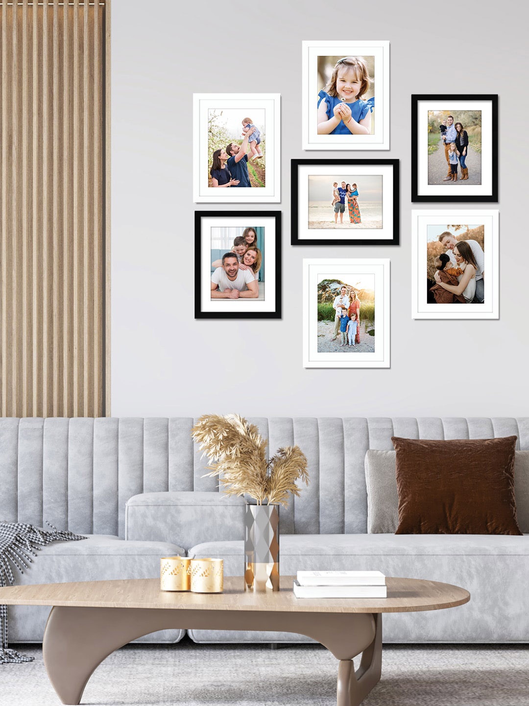 

RANDOM Set Of 9 Black & White Solid Wall Photo Frames