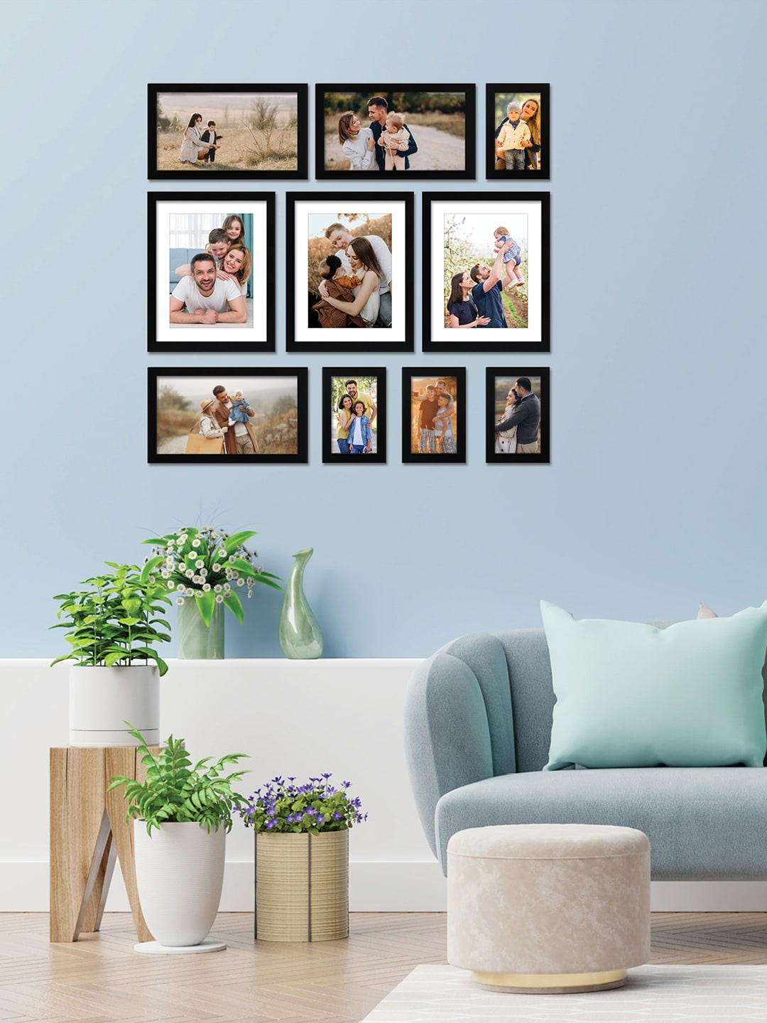 

RANDOM Set of 10 Individual photo frames, Black