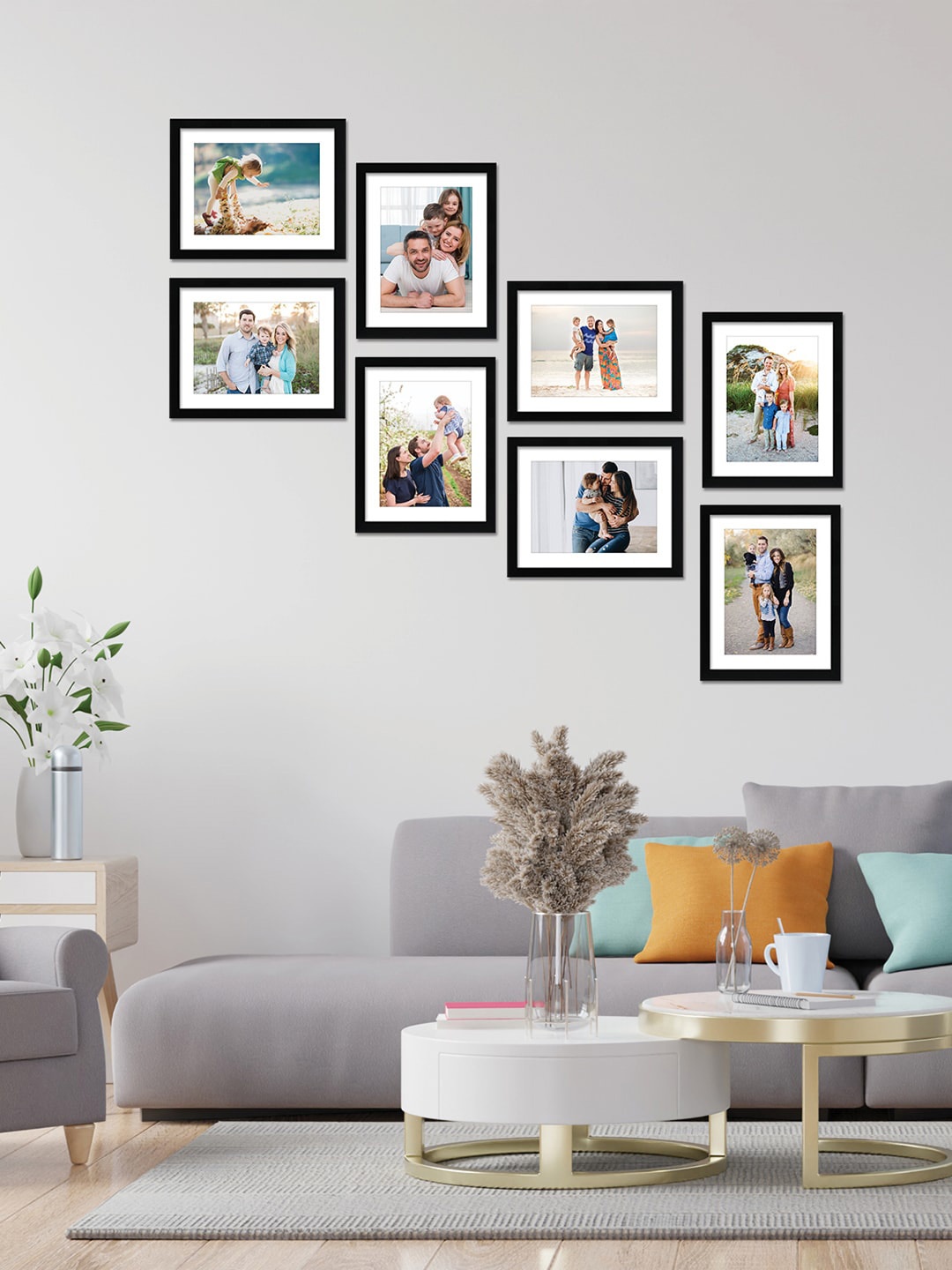 

RANDOM Set Of 8 Black Solid Rectangle Wall Photo Frames