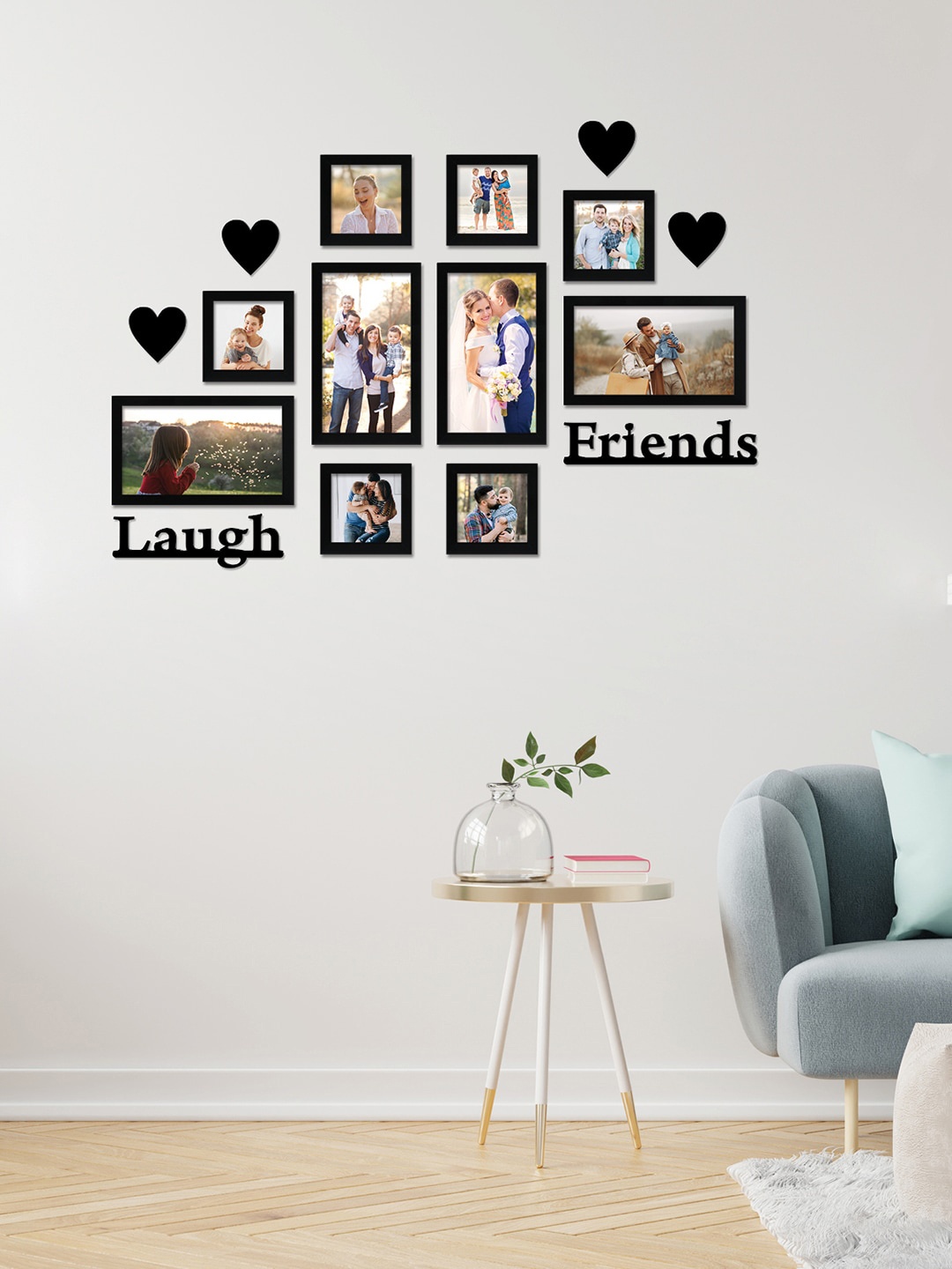 

RANDOM Set Of 10 Black Solid Wood Photo Frames
