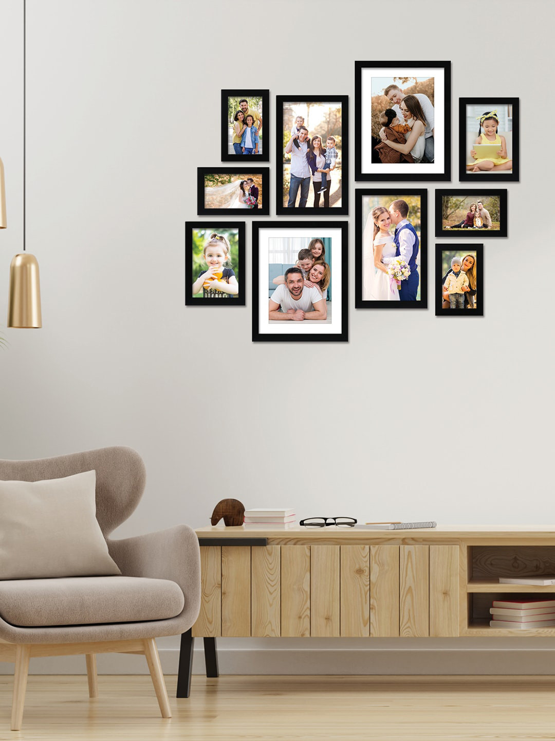 

RANDOM Set Of 10 Black Solid Individual Photo Frames