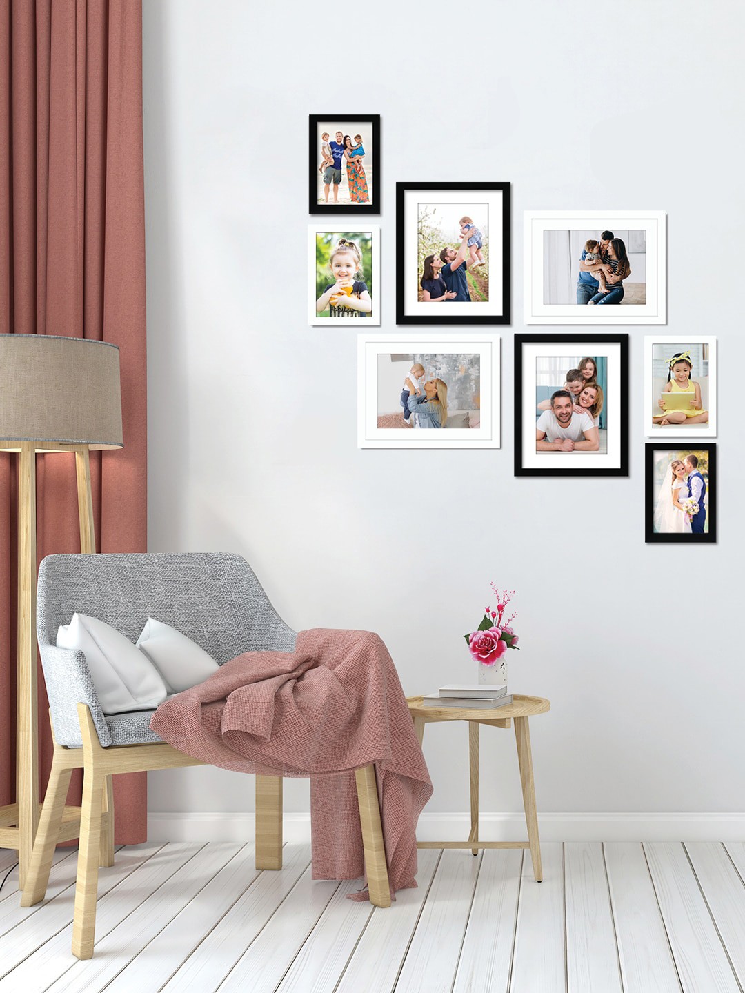 

RANDOM Set Of 8 Black & White Solid Photo Frames