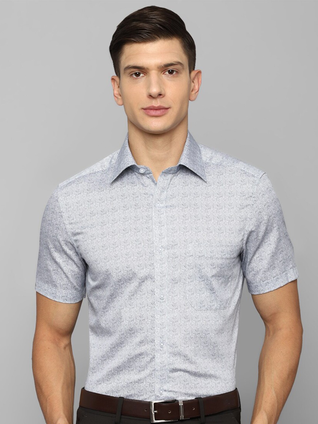 

Louis Philippe Men Grey Printed Formal Shirt