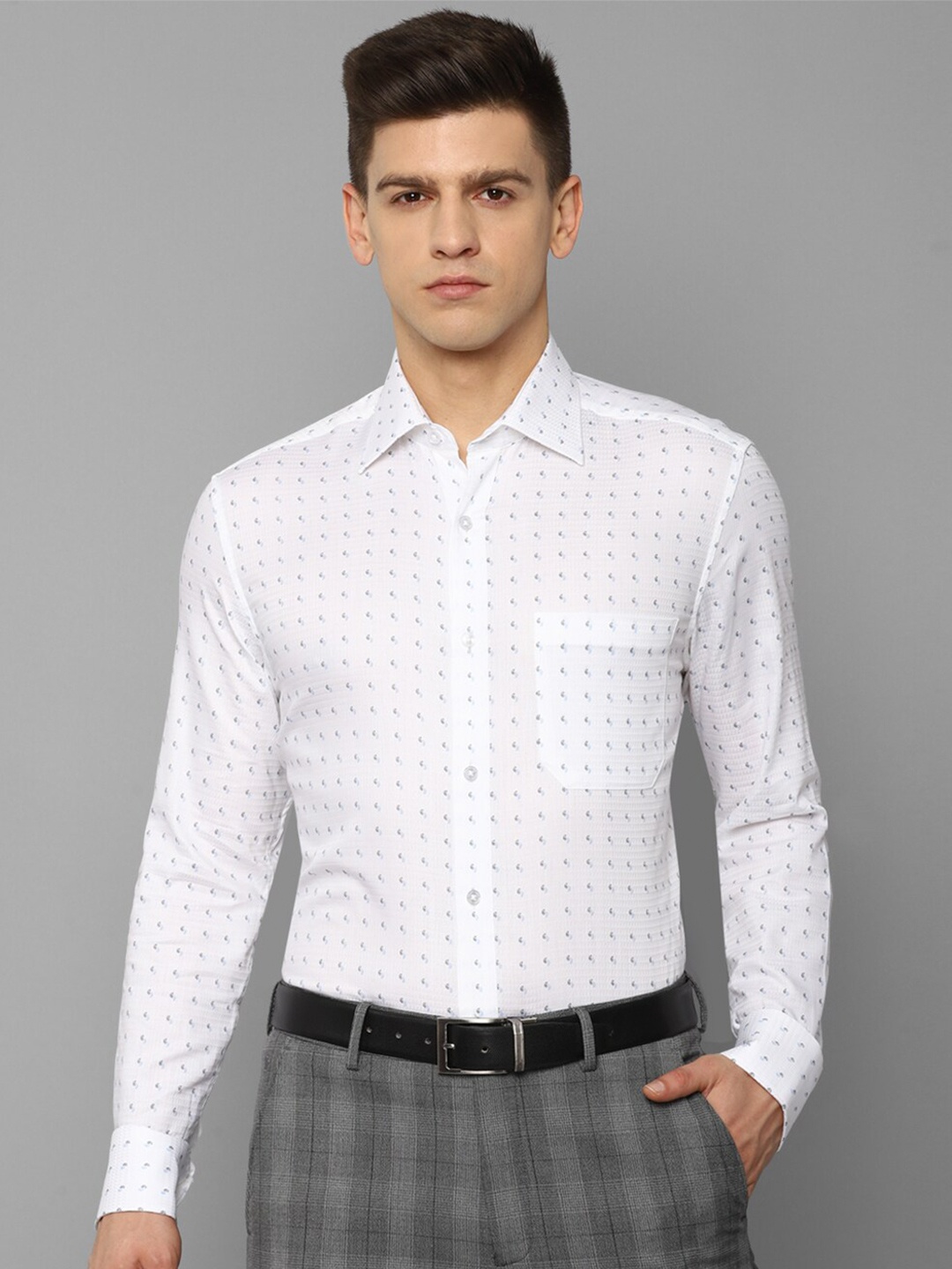 

Louis Philippe Men White Printed Formal Shirt