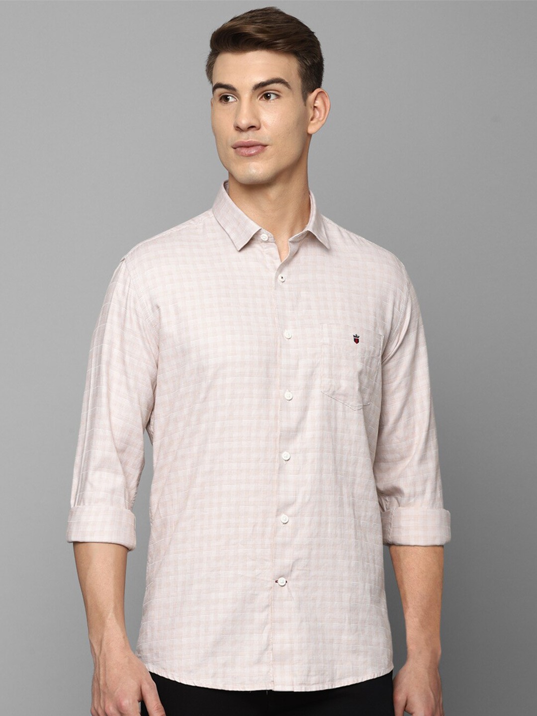 

Louis Philippe Sport Men Beige Slim Fit Grid Tattersall Checks Checked Casual Shirt