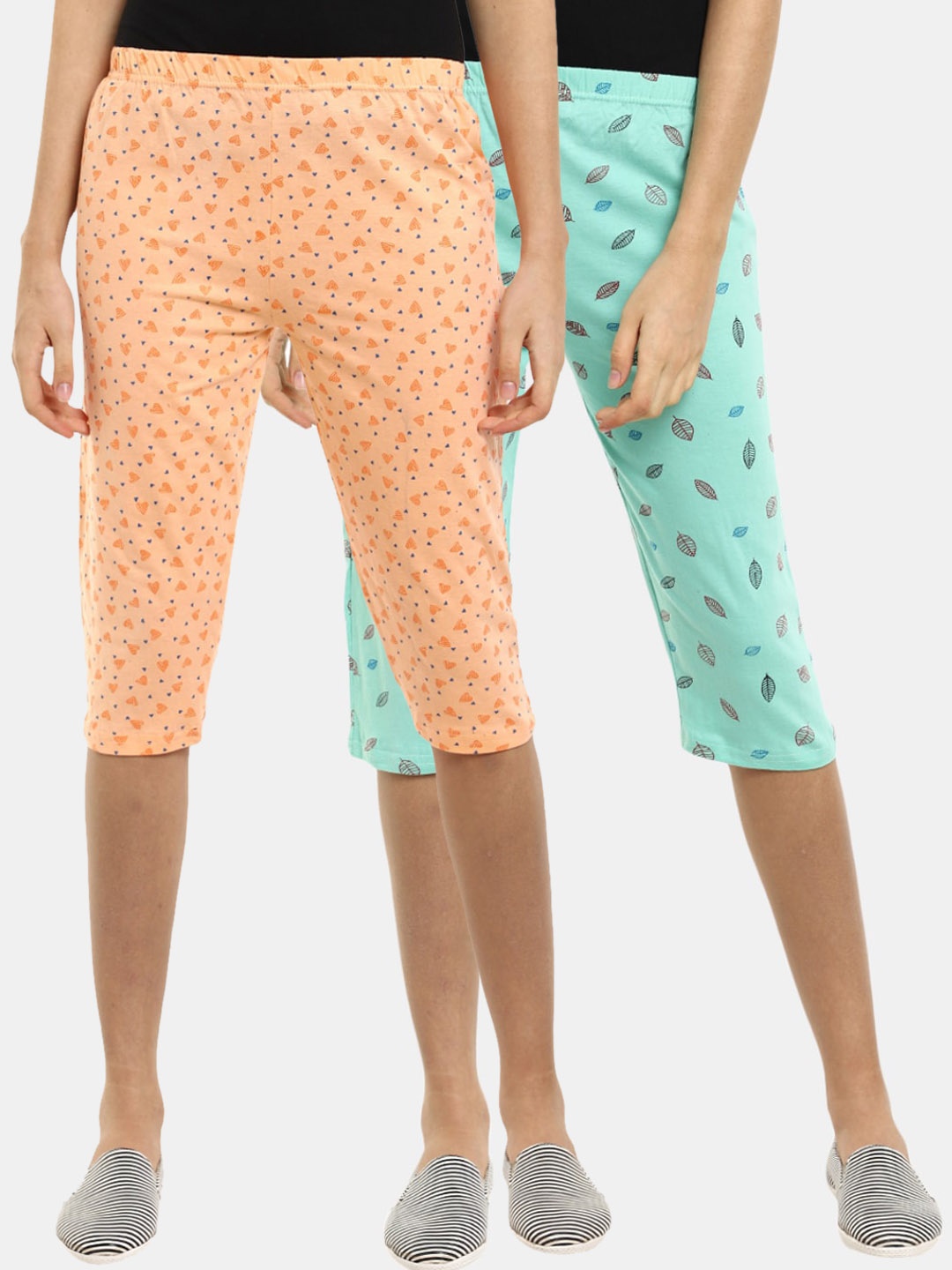 

V-Mart Women Pack Of 2 Peach-Coloured Printed Shorts