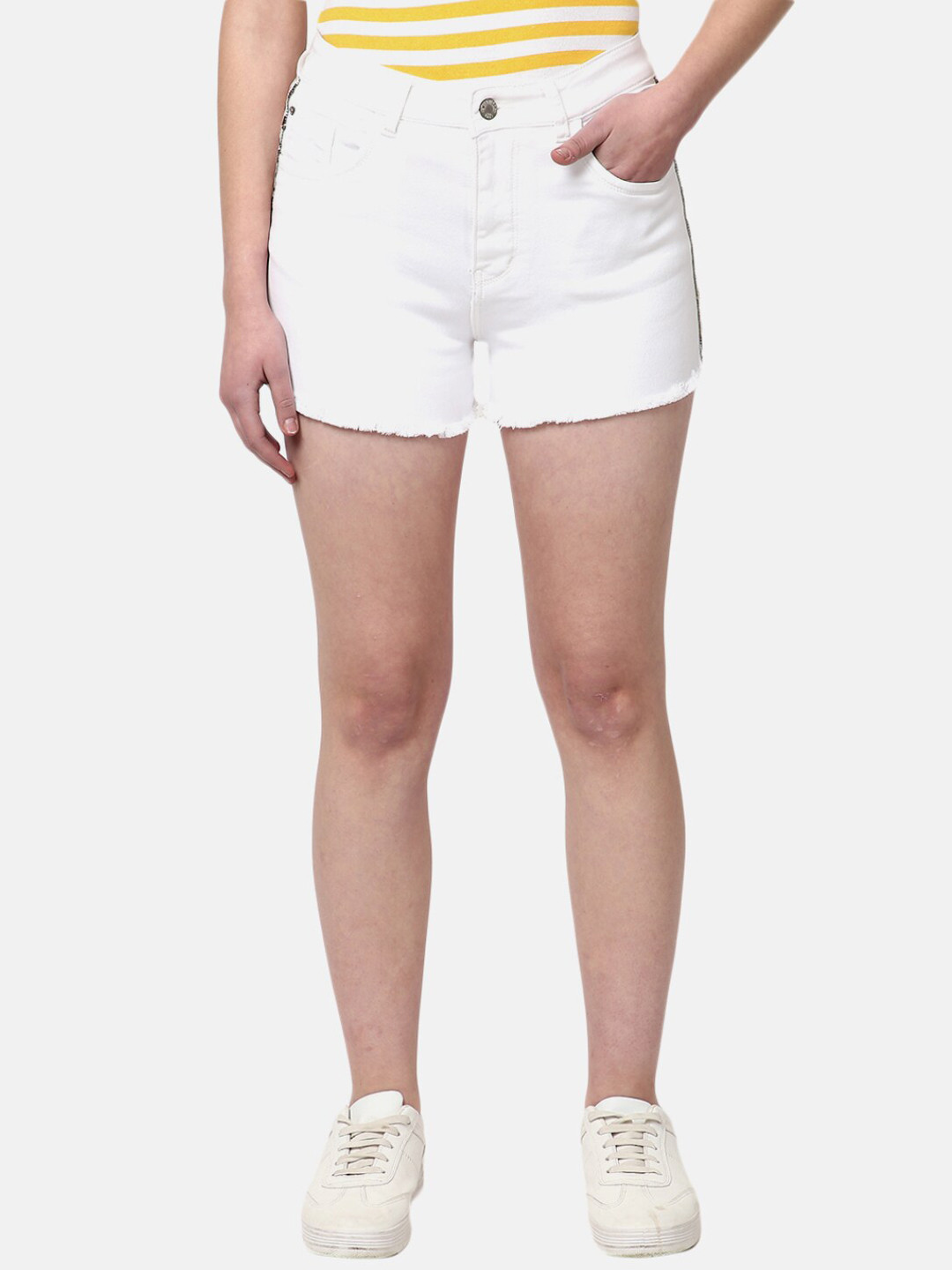 

V-Mart Women White Denim Shorts