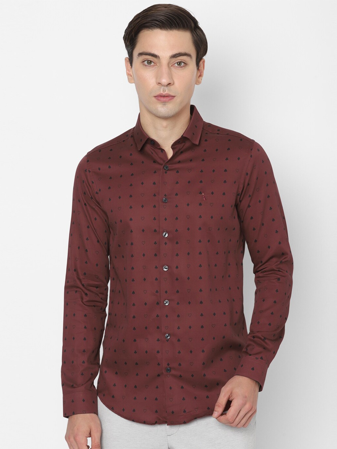 

SIMON CARTER LONDON Men Maroon Slim Fit Printed Casual Shirt