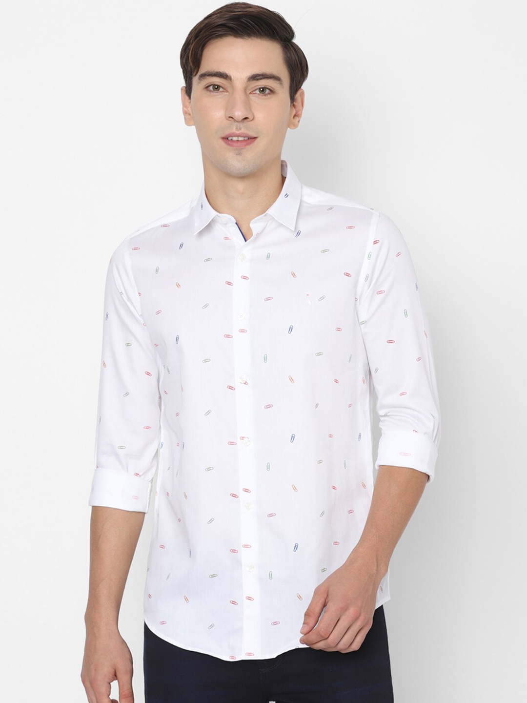 

SIMON CARTER LONDON Men White Slim Fit Printed Pure Cotton Casual Shirt