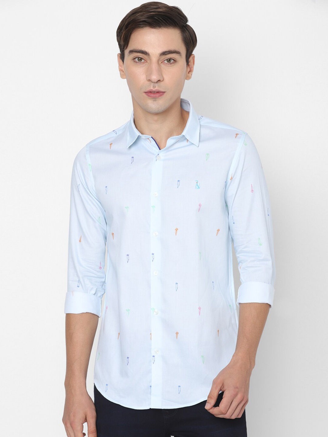 

SIMON CARTER LONDON Men Blue Slim Fit Printed Casual Shirt 100% Cotton