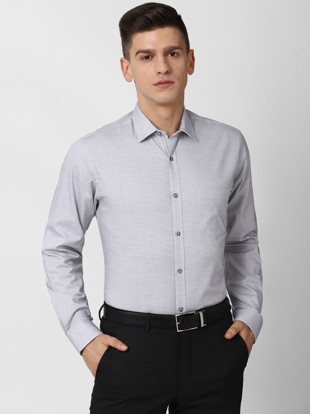 

Van Heusen Men Grey Formal Shirt 100% Cotton