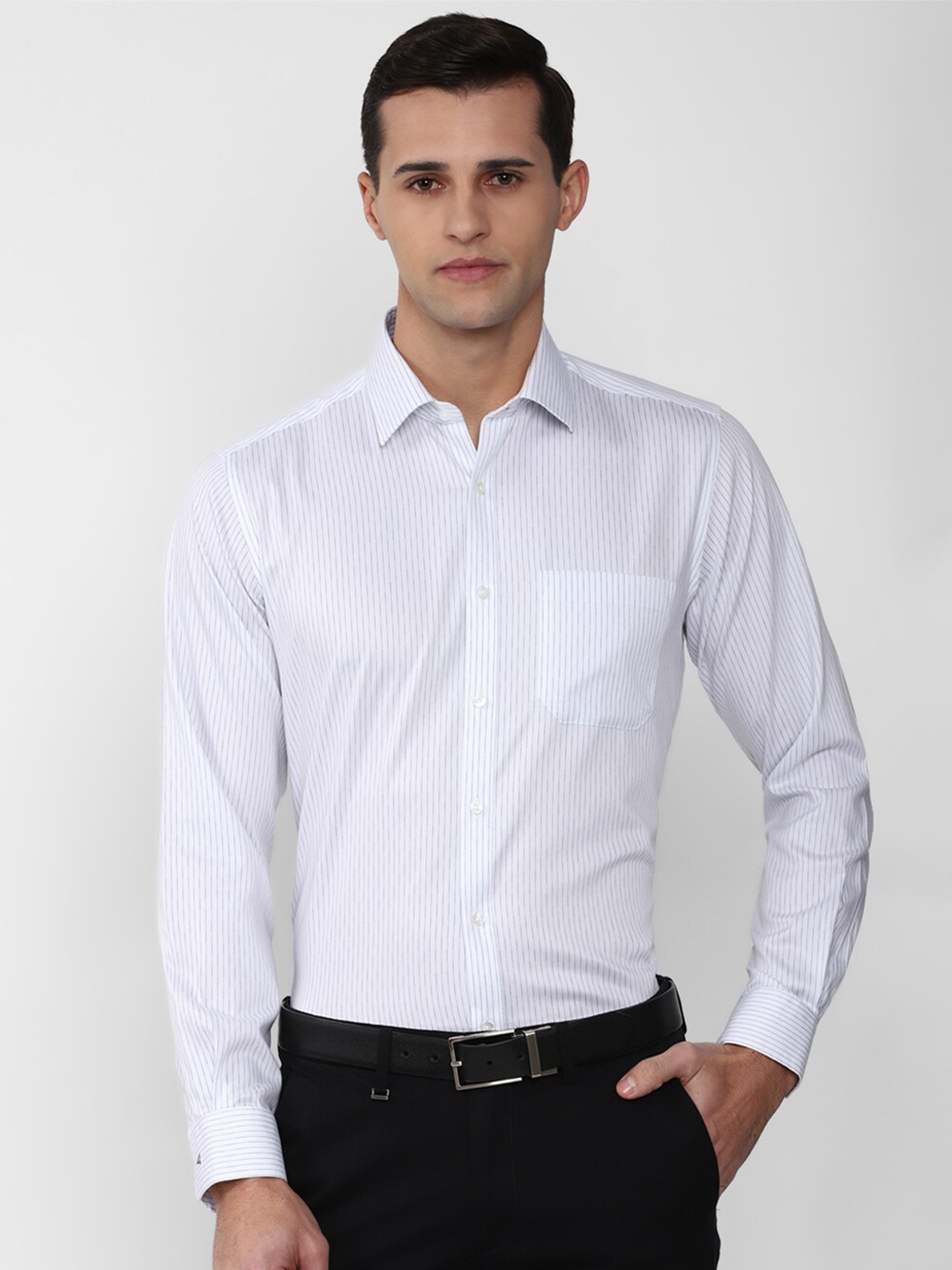 

Van Heusen Men White Striped Pure Cotton Formal Shirt