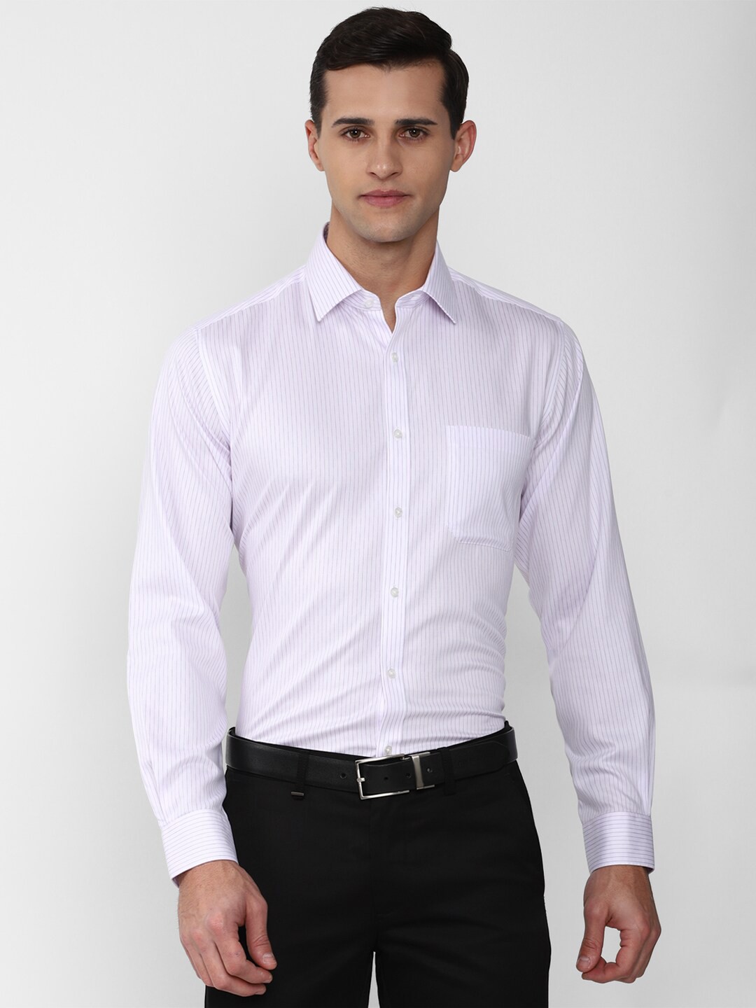 

Van Heusen Men White Striped Formal Shirt