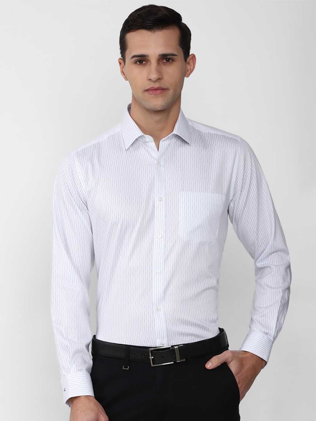 

Van Heusen Men White Striped Formal Shirt